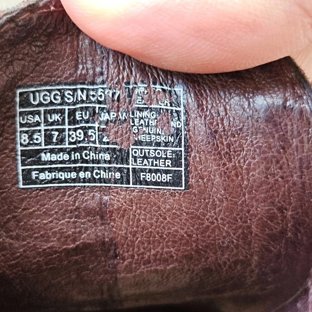 Ugg Australia Ladies Heel Boots Shoes Real Fur Sole Bed Brown Leather Size 8.5US - Picture 13 of 14